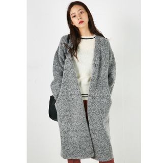 マウジー(moussy)のマウジー MOUSSY ロングカーディガン ニットガウン グレー(カーディガン)