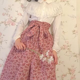 ローラアシュレイ(LAURA ASHLEY)のflower gingham skirt(ロングスカート)