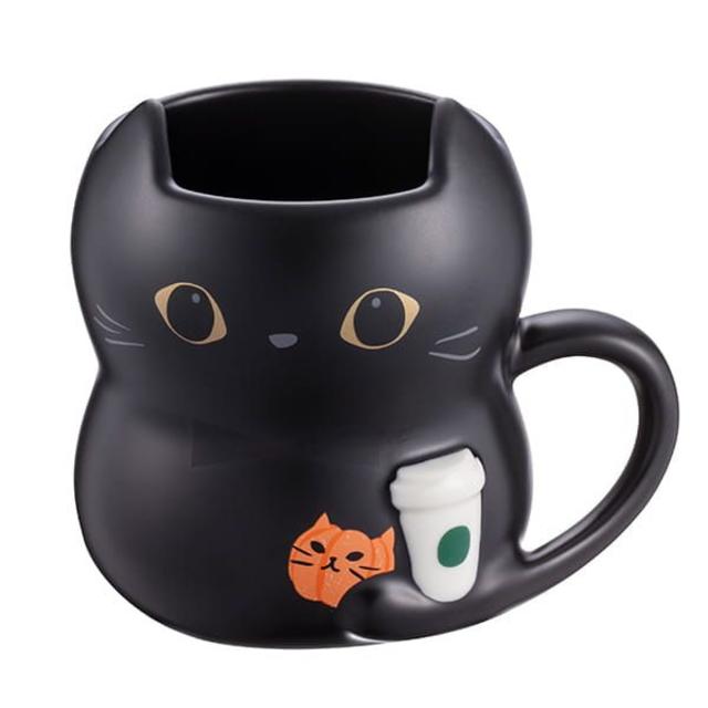 スターバックス ：黒猫　マグカップ　リボン付き　台湾　スタバ