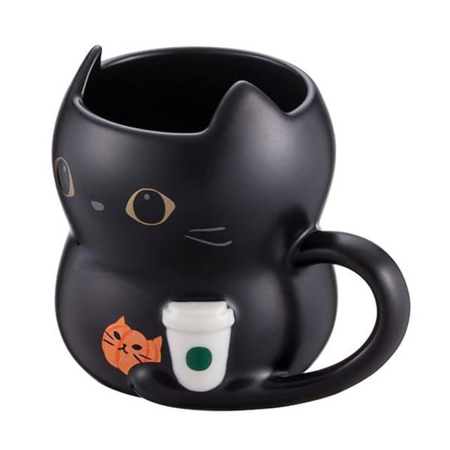 スターバックス ：黒猫　マグカップ　リボン付き　台湾　スタバ