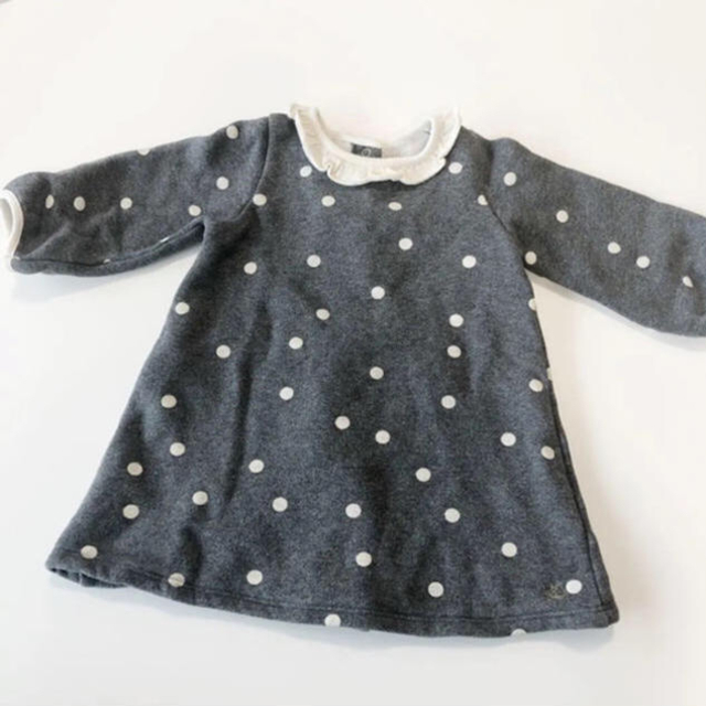 PETIT BATEAU(プチバトー)のプチバトー★裏起毛ワンピース★18m キッズ/ベビー/マタニティのベビー服(~85cm)(ワンピース)の商品写真