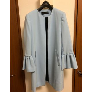 ザラ(ZARA)のZARA 水色　ノーカラージャケット　コート(ノーカラージャケット)