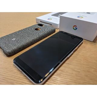 アンドロイド(ANDROID)のpixel3a SIMフリー 純正ケース付 Clearly White(スマートフォン本体)