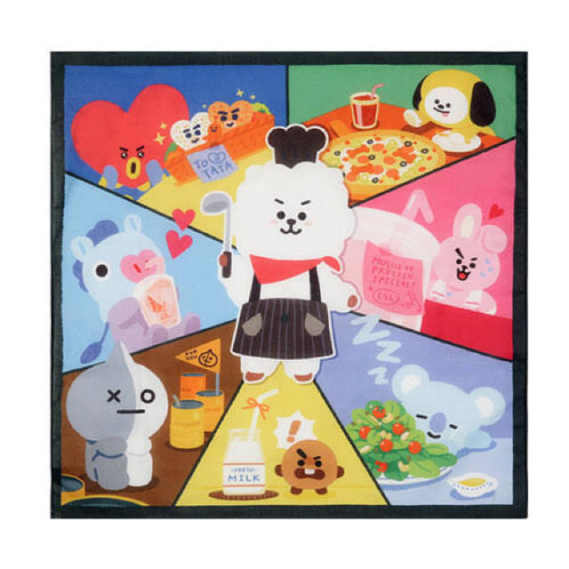 防弾少年団(BTS)(ボウダンショウネンダン)の✨送料込✨最終値下げ💓防弾少年団 BTS 公式 BT21 ハンカチ 料理ver レディースのファッション小物(ハンカチ)の商品写真