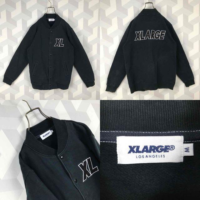 XLARGE(エクストララージ)の【エクストララージ】肉厚 デカロゴ スウェットスタジャン 黒 M X-LARGE メンズのジャケット/アウター(スタジャン)の商品写真