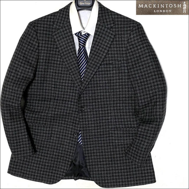 MACKINTOSH(マッキントッシュ)のマッキントッシュ カシミヤ100％ テーラードジャケット灰AB4チェック柄  メンズのジャケット/アウター(テーラードジャケット)の商品写真