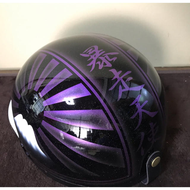 7色ラメ 黒紫 富士日章 コルク半 ヘルメットの通販 by paint_clover's 