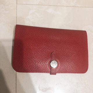 エルメス(Hermes)の革　財布　レッド　赤(長財布)