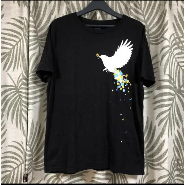 Uniqlo 鳥のイラスト ブラックtシャツ 黒t メンズl デザインtシャツの通販 By Jプロフ必読 ユニクロならラクマ