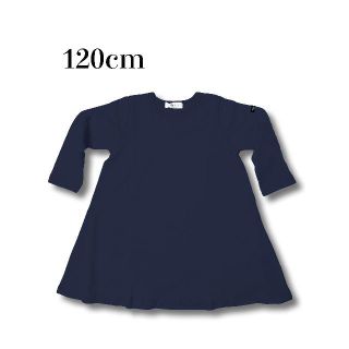 【新品・未使用】子供服　女の子　ロングTシャツワンピース　ネイビー　サイズ120(ワンピース)