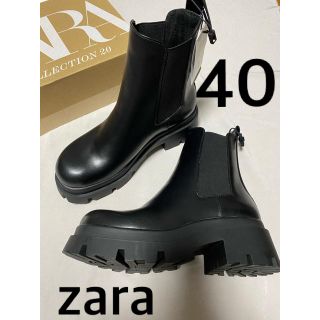 ザラ(ZARA)のZARA トラックソール付きローヒールアンクルブーツ　40(ブーツ)