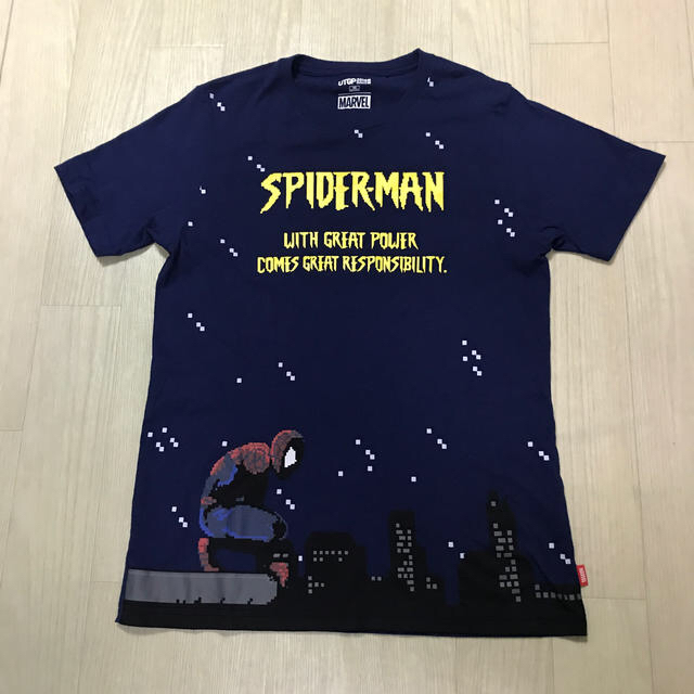 UNIQLO(ユニクロ)の【MARVEL】半袖Tシャツ／スパイダーマン／ネイビー／160cm キッズ/ベビー/マタニティのキッズ服男の子用(90cm~)(Tシャツ/カットソー)の商品写真