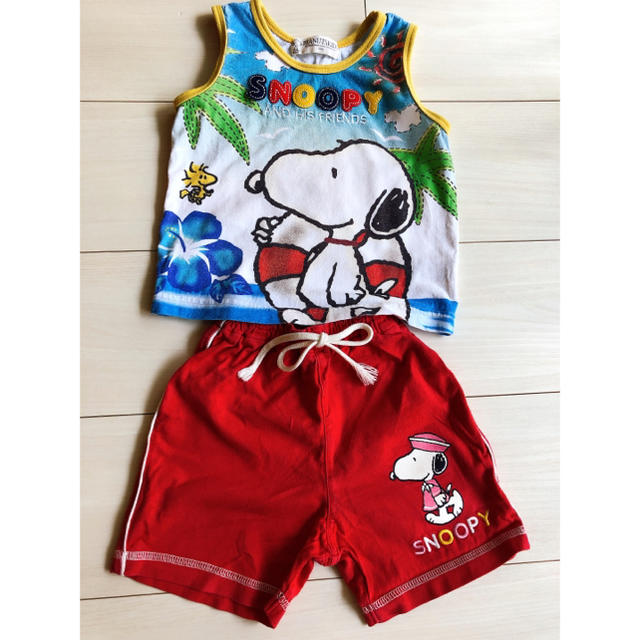 SNOOPY(スヌーピー)のスヌーピー　SNOOPY 上下セット　80 ノースリーブ　短パン キッズ/ベビー/マタニティのベビー服(~85cm)(Ｔシャツ)の商品写真