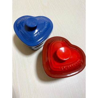 ルクルーゼ(LE CREUSET)のLE CREUSET  ハート型 ココット レッド＆ブルー(食器)