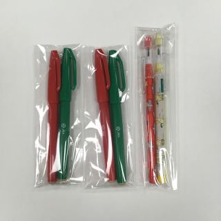 ペンテル(ぺんてる)のぺんてる サインペン 赤・緑 + ロケット鉛筆 (＊新品)(ペン/マーカー)