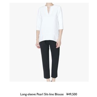 バーニーズニューヨーク(BARNEYS NEW YORK)の【新品】Long-sleeve Pearl Slit-line Blouse(シャツ/ブラウス(長袖/七分))