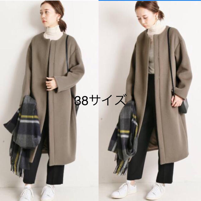 2019aw ラムウールノーカラーロングコート　38