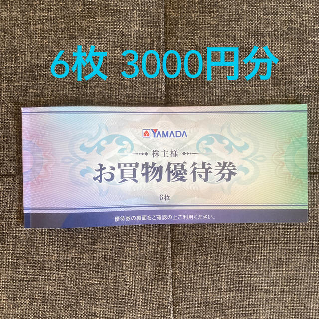 ヤマダ電機　株主優待　6枚　3000円分 チケットの優待券/割引券(ショッピング)の商品写真