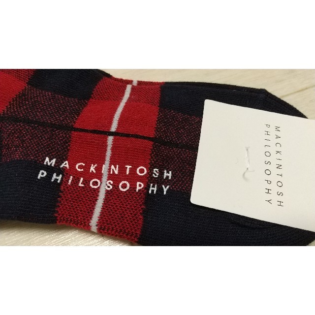 MACKINTOSH PHILOSOPHY(マッキントッシュフィロソフィー)のマッキントッシュ　婦人　ソックス　靴下　レディース　チェック柄　ネイビー×レッド レディースのレッグウェア(ソックス)の商品写真