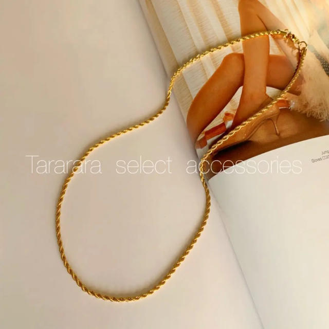 ●stainless twist necklace 2mm●金属アレルギー対応 レディースのアクセサリー(ネックレス)の商品写真