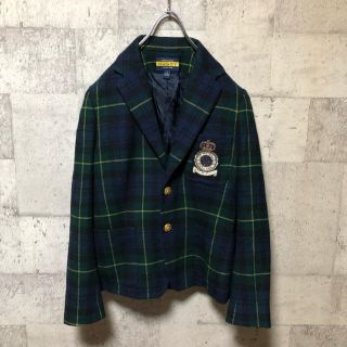 ラルフローレン(Ralph Lauren)のRUGBY RALPH LAUREN チェックテーラードジャケット　ワッペン刺繍(テーラードジャケット)