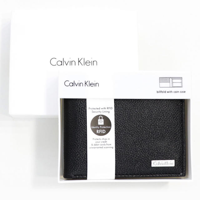 Calvin Klein(カルバンクライン)の新品 カルバンクライン 二つ折り 財布 札入れ コインケース メンズ ブラック メンズのファッション小物(折り財布)の商品写真