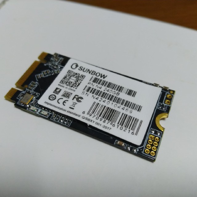 SUNBOW M.2 SATA 2242 SSD 240GB スマホ/家電/カメラのPC/タブレット(PCパーツ)の商品写真