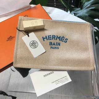 エルメス(Hermes)のエルメス HERMES ニュー・ヨッティング GM フラットポーチ　ブルー(ポーチ)