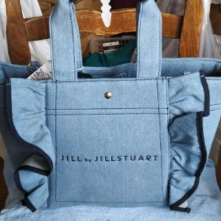 ジルバイジルスチュアート(JILL by JILLSTUART)のフリルキャンバストートデニム大きいサイズ(トートバッグ)