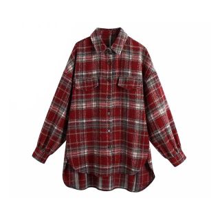 ザラ(ZARA)の🍁秋新作🍁2672◆red 赤 チェック柄 シャツ ジャケット(シャツ/ブラウス(長袖/七分))