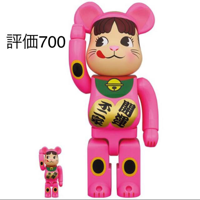 BE@RBRICK 招き猫 ペコちゃん 蛍光ピンク 100％ ＆ 400％