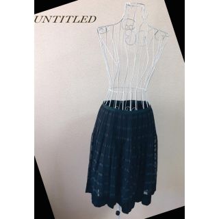 アンタイトル(UNTITLED)の 美品⭐︎UNTITLED スカート　ギャザー　フレア　シースルー　紺色(ひざ丈スカート)