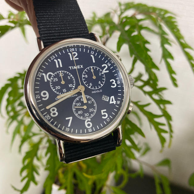 TIMEX(タイメックス)のTIMEX タイメックス　時計　クロノグラフ　ネイビー 電池交換済み　美品 メンズの時計(腕時計(アナログ))の商品写真