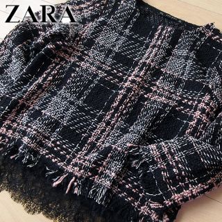 ザラ(ZARA)の新品タグ付 ZARA Basic ザラ (EUR)S ツイードカットソー(カットソー(長袖/七分))