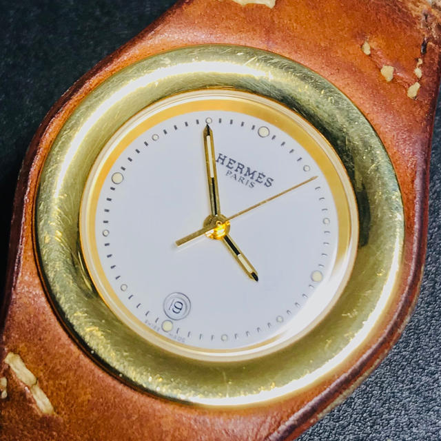 Hermes(エルメス)の【正規品 可動品】エルメス 腕時計 アーネ バングルウォッチ ゴールド レザー レディースのファッション小物(腕時計)の商品写真