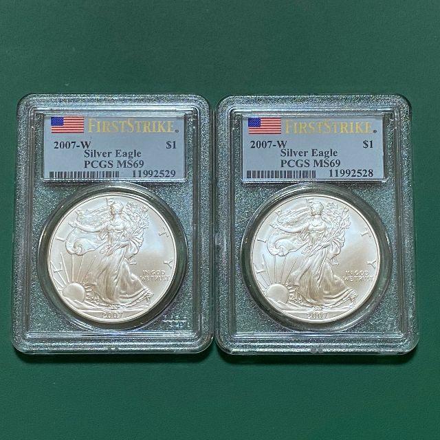 アメリカ イーグル銀貨2枚セット PCGS-MS69　-1オンス銀貨-