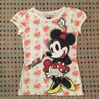 ディズニー(Disney)のミニーマウス☆花柄＆ラメTシャツ(Tシャツ(半袖/袖なし))