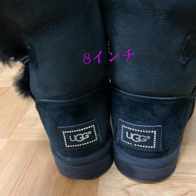 UGG アグ ブーツ レディース ベイリーボタンブリング ショート 黒 US8靴/シューズ