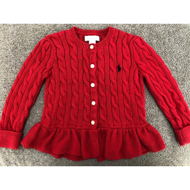 Ralph Lauren(ラルフローレン)のラルフローレン☆ペプラムカーディガン☆赤 キッズ/ベビー/マタニティのキッズ服女の子用(90cm~)(カーディガン)の商品写真