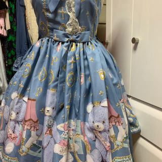 アンジェリックプリティー(Angelic Pretty)のアンジェリックプリティJＰSクマちゃんバレッタ付き(ひざ丈ワンピース)