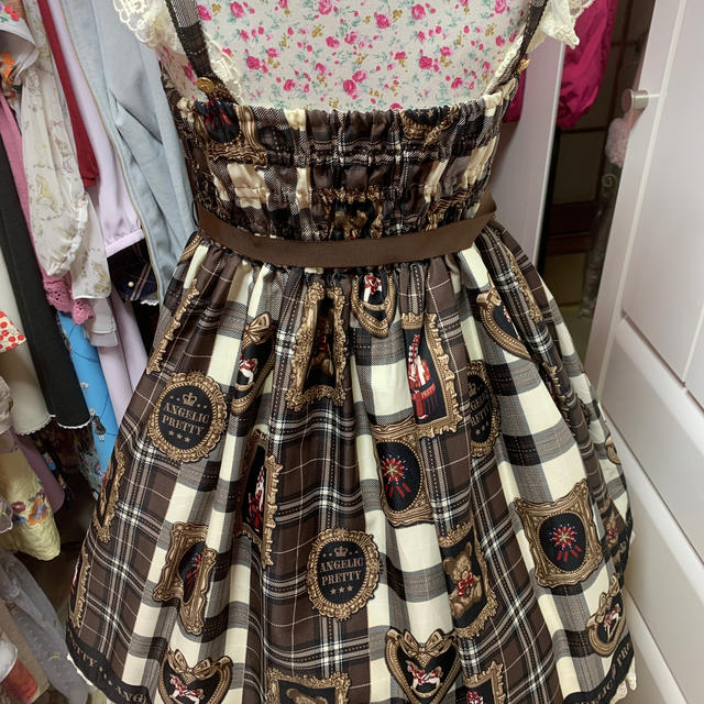 Angelic Pretty(アンジェリックプリティー)のアンジェリックプリティJＰSブラウンクマちゃん レディースのワンピース(ひざ丈ワンピース)の商品写真