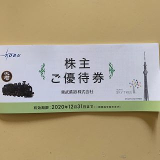 東武鉄道　株主優待券　一冊　抜き取りなし　2020年12月31日まで(遊園地/テーマパーク)