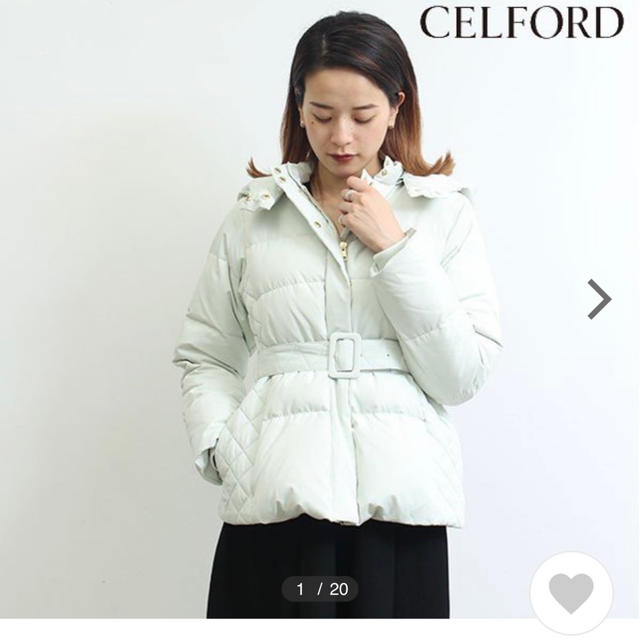 【新品未使用】CELFORD★セルフォード／ベルト付きダウンコート／ホワイト