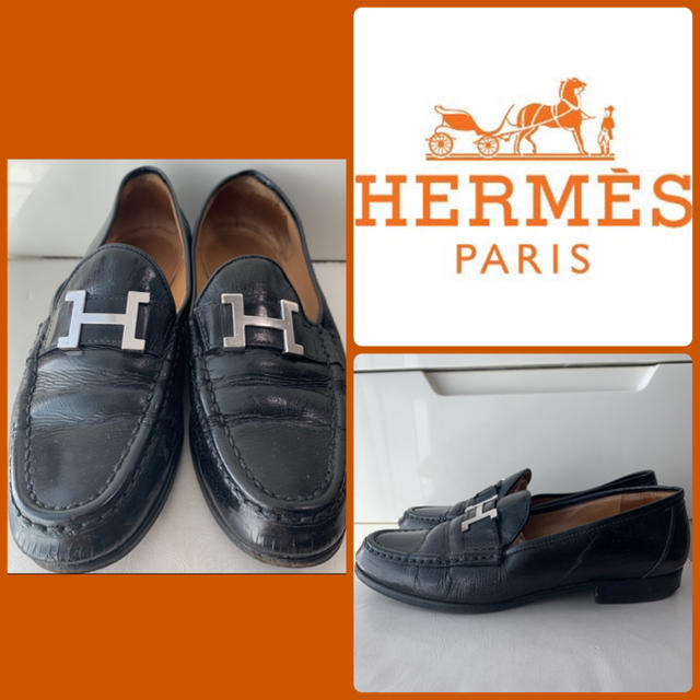 Hermes(エルメス)のエルメス　コンスタンス　ブラックレザー　ローファー レディースの靴/シューズ(ローファー/革靴)の商品写真