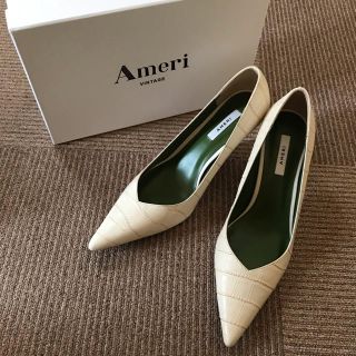 アメリヴィンテージ(Ameri VINTAGE)のAmeri VINTAGE◆新品 CROCO BASIC PUMPS ホワイトL(ハイヒール/パンプス)