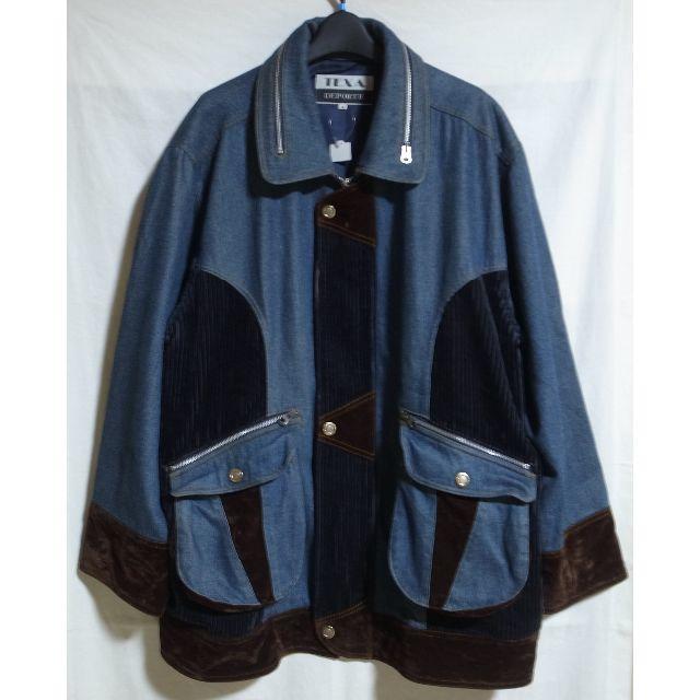 アンティーク デニム×コーデュロイ×ベロア 切り替えジャケット 46 L～XL位 メンズのジャケット/アウター(Gジャン/デニムジャケット)の商品写真