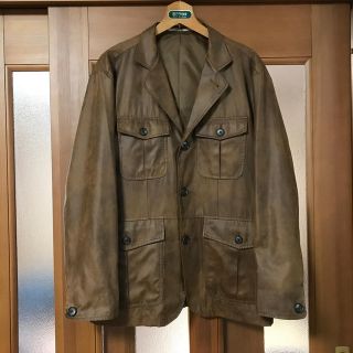 クロコダイル(Crocodile)の美品　crocodile レザー調　サファリジャケット メンズ2XL(レザージャケット)