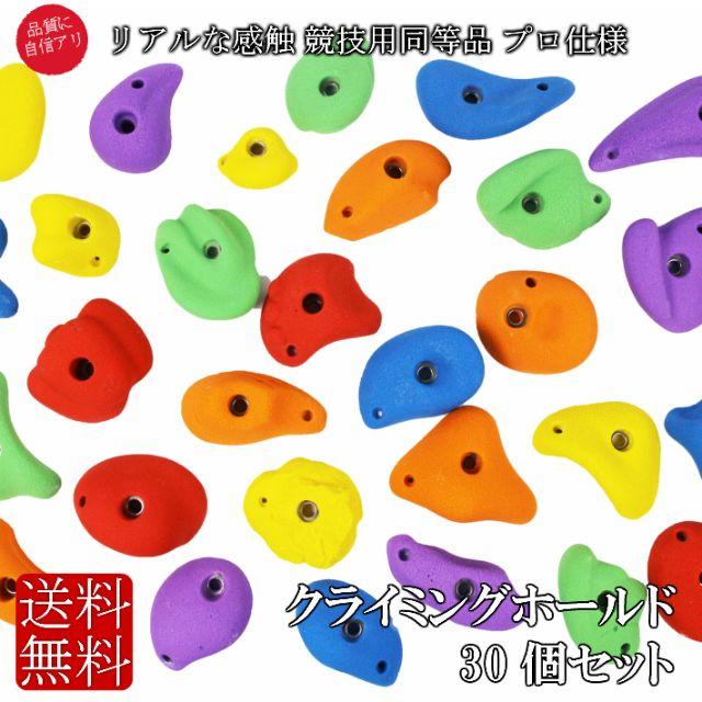 プロ仕様 カラークライミングホールド 本格派 30個セット 爪付きナット