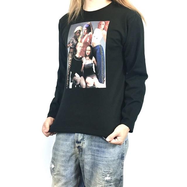 新品 モナリザ フェルメール 黒 ロンT 長袖 Tシャツ XS S M L XL - T