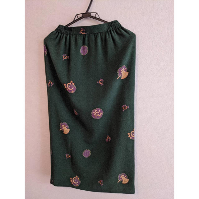 【美品】詩仙堂ちりめん深緑スカート レディースのスカート(その他)の商品写真